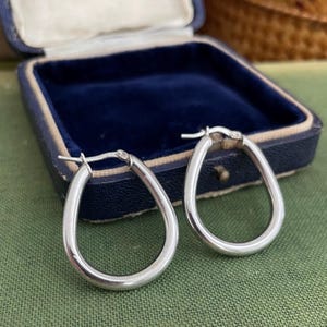Vintage Sterling Silver 925 Hoop Earrings, Boho Chunky Silver Hoops 1990s