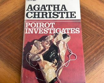 Vintage Agatha Christie Book, Poirot Investigates Mystery Paperback, Pan 1960s