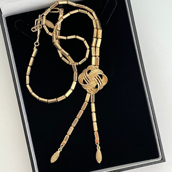 Vintage Gold Tone Lariat Necklace Pennino Coro St… - image 7
