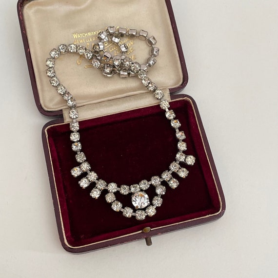Vintage Rhinestone Necklace Clear Glass 1920s 193… - image 2