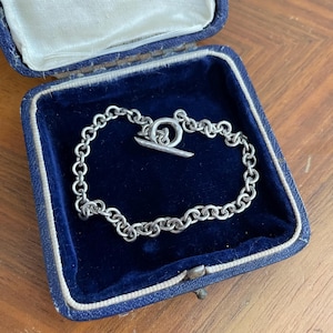 Vintage Sterling Silver 925 T Bar Chain Bracelet