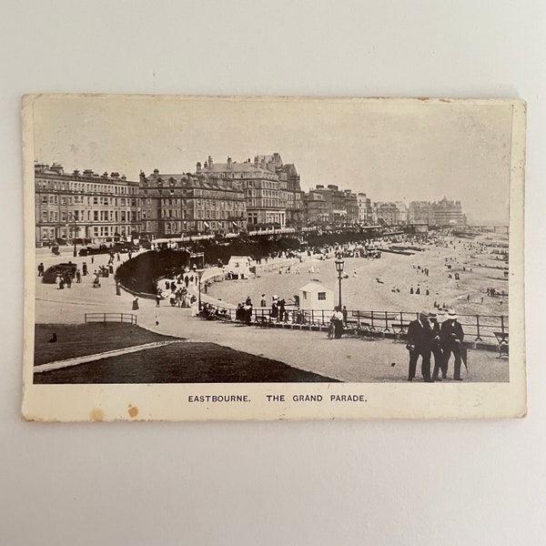 Vintage Postcard Eastbourne, The Grand Parade, 1906 with Stamp and Handwritten Message, Edwardian 1900s British Seaside Memorabilia