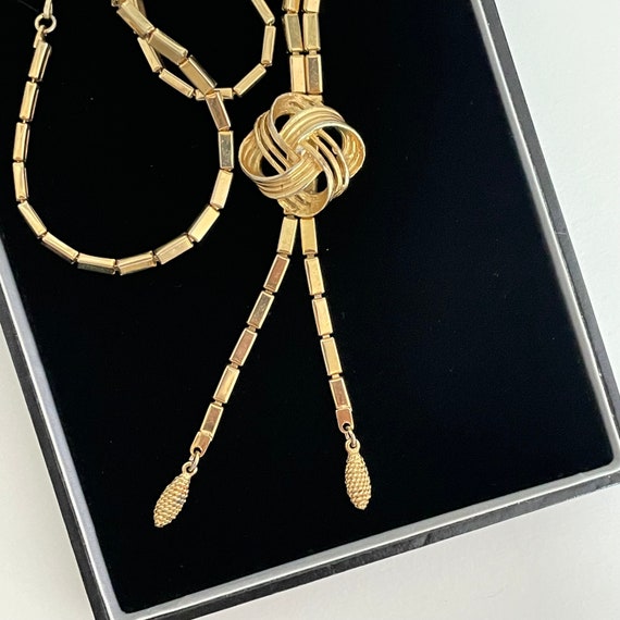 Vintage Gold Tone Lariat Necklace Pennino Coro St… - image 3