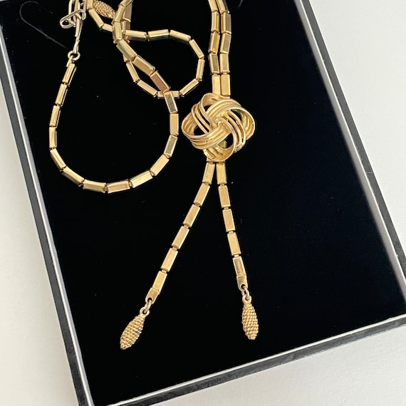 Vintage Gold Tone Lariat Necklace Pennino Coro St… - image 5