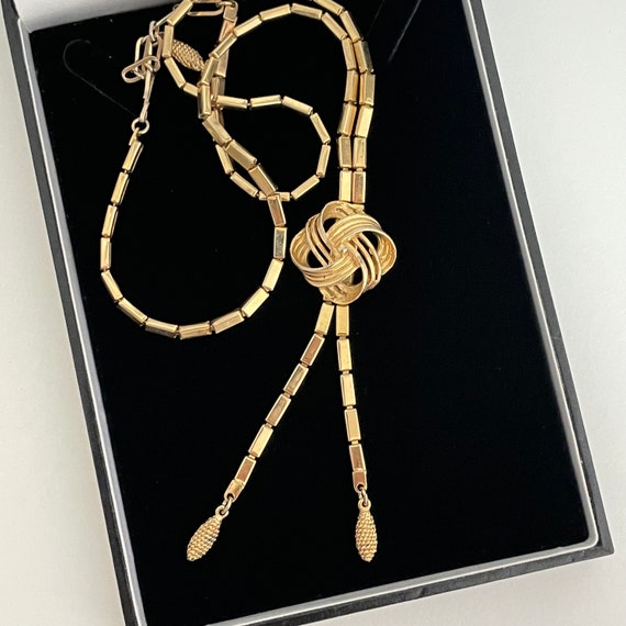 Vintage Gold Tone Lariat Necklace Pennino Coro St… - image 1