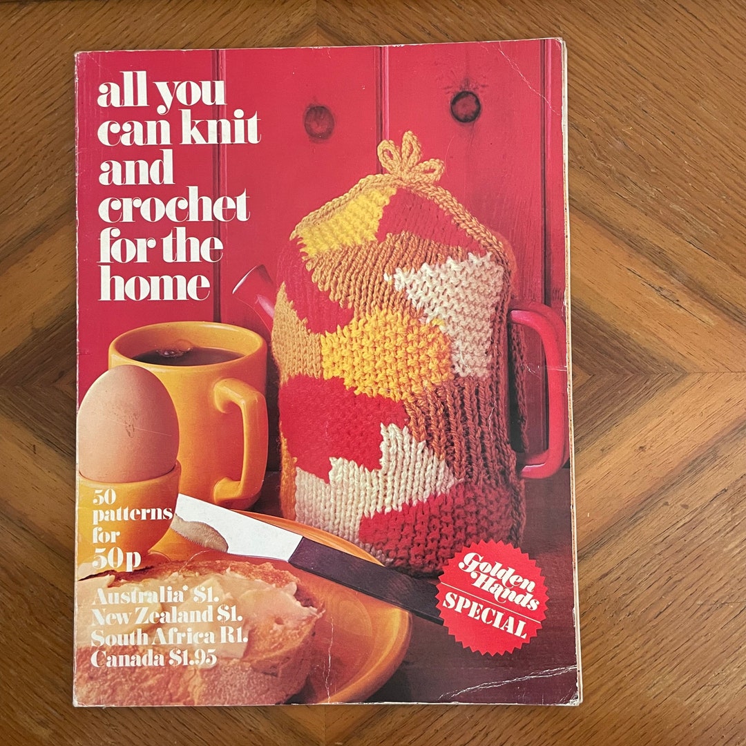 Vintage Knitting and Crochet Pattern Book From 1970s, All You Can Knit