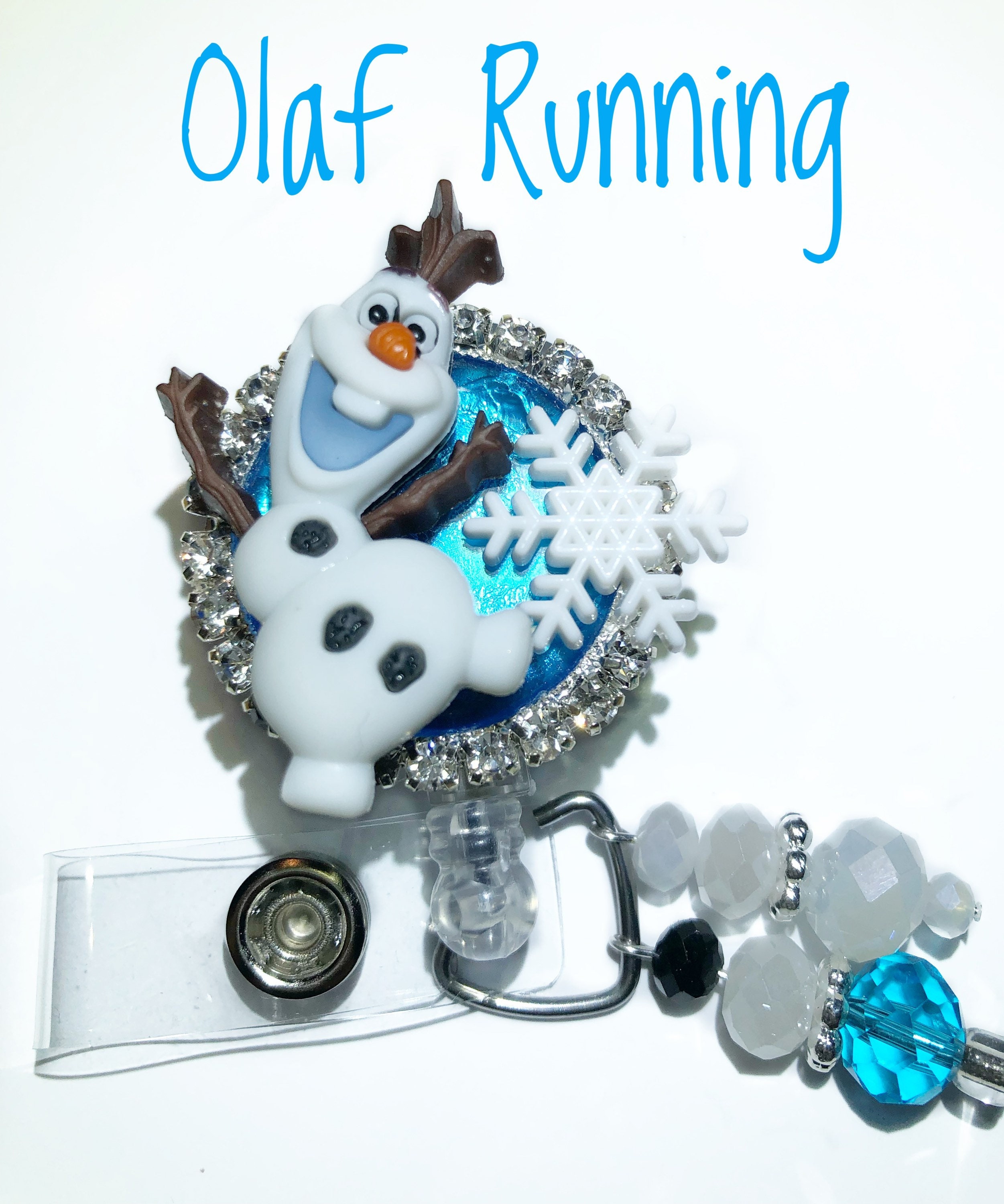 Disney Frozen Olaf Charm ID Badge Holder Lanyard Retractable Reel Snowman