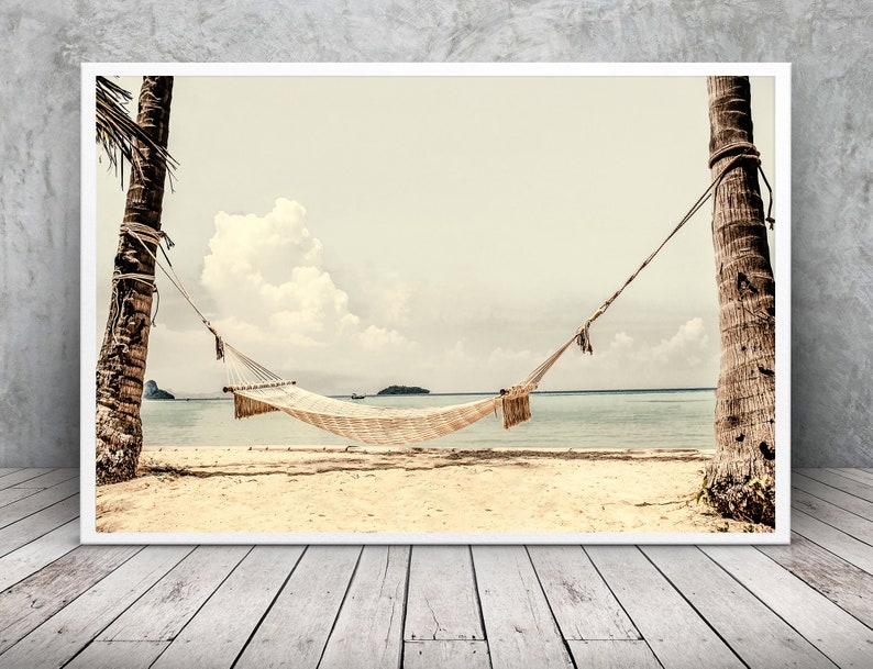 Hammock Print Coastal Art Wall Decor Coastal PRINTABLE Hammock Etsy