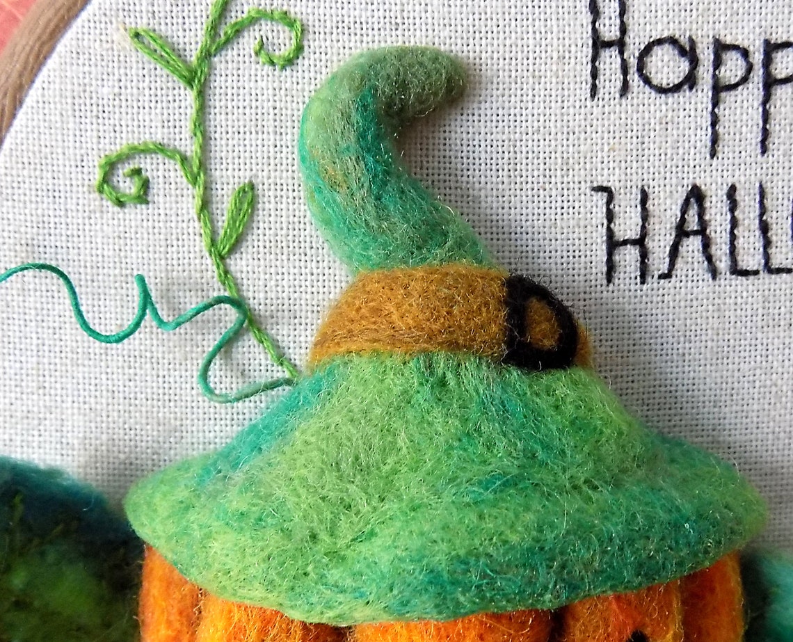 Embroidered Halloween pumpkin Orange decoration for halloween Etsy