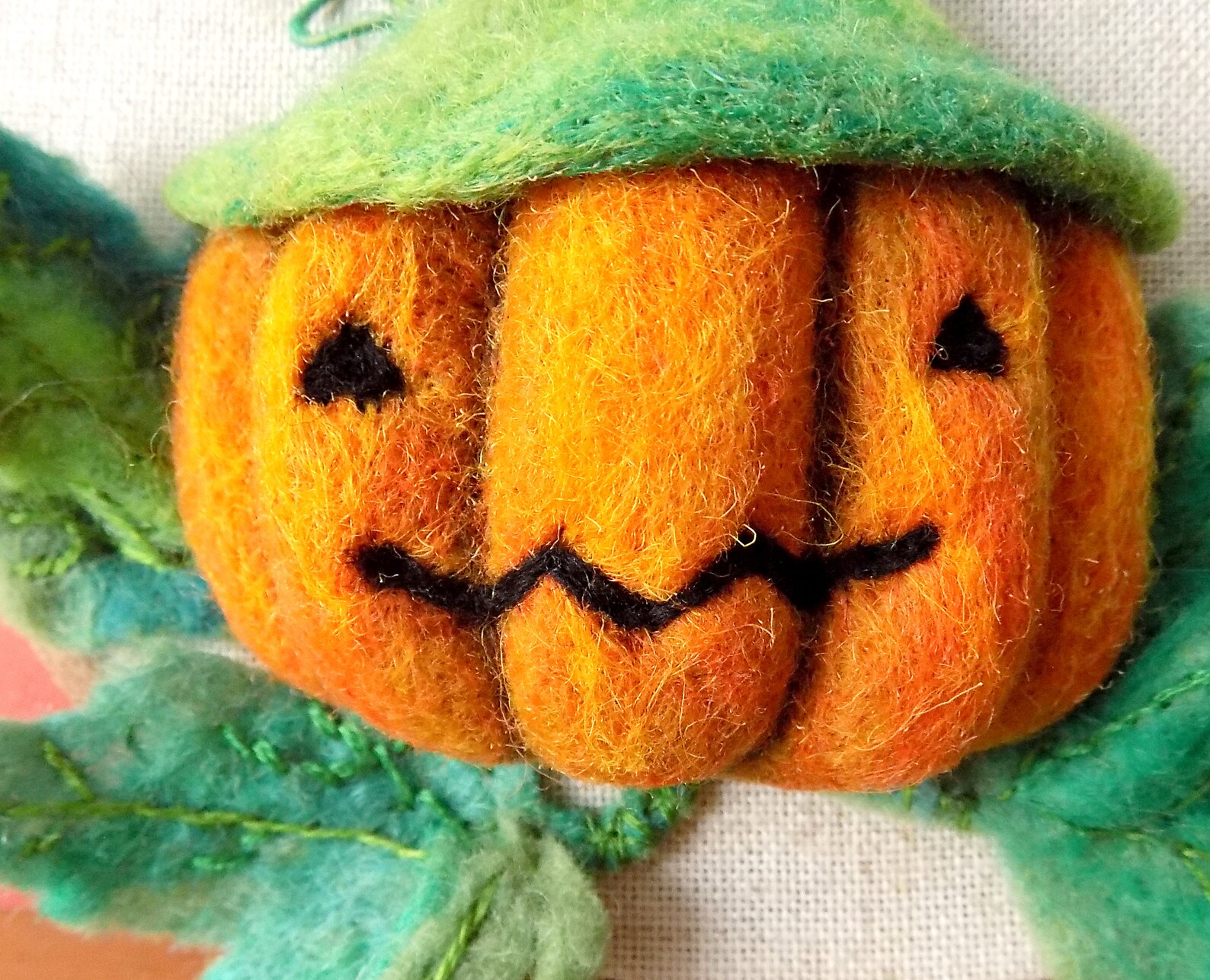 Embroidered Halloween pumpkin Orange decoration for halloween Etsy