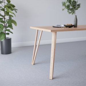3 x Hairpin Tapered Oak Legs 71 cm Wood Legs Table and Bench