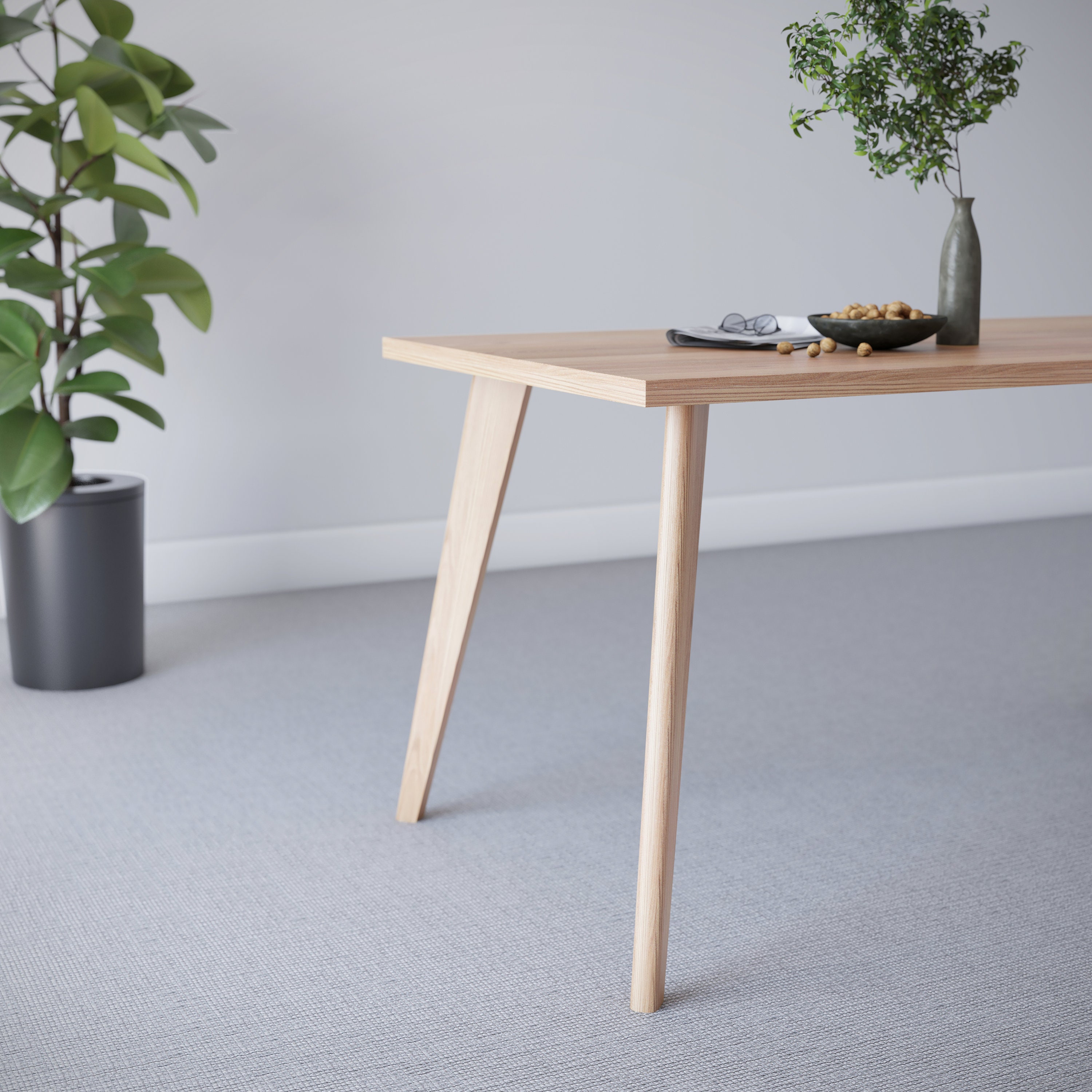 thumbnail image 2 of 4x Wooden Angled Tapered Furniture Cone Legs – Brass Overlay, Beech & Oak – 15cm For Sofa 2 of 3