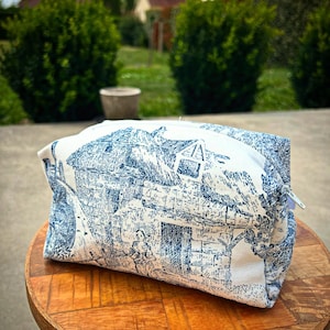 Toile de Jouy makeup bag
