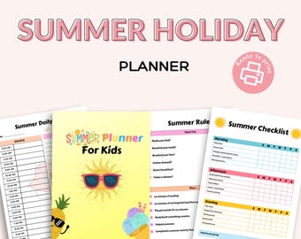 Druckbarer Kinder Sommer Kalender | Aufgaben, Aktivitäten, Lesen Logs (PDF)