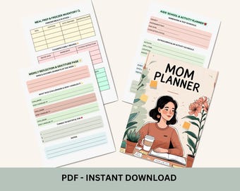 Mom Planner PDF | Family Schedule, Meal Planning, Self Care (Digital Download)