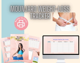 Gewicht-Verlust-Injektion-Tracker | Meal Planer, Englisch 100% Men's Men (Printable + Canva Template)