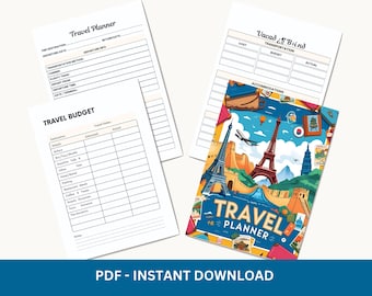Pianificatore di viaggio stampabile in PDF / Itinerario, budget, lista per la valigia (download digitale)