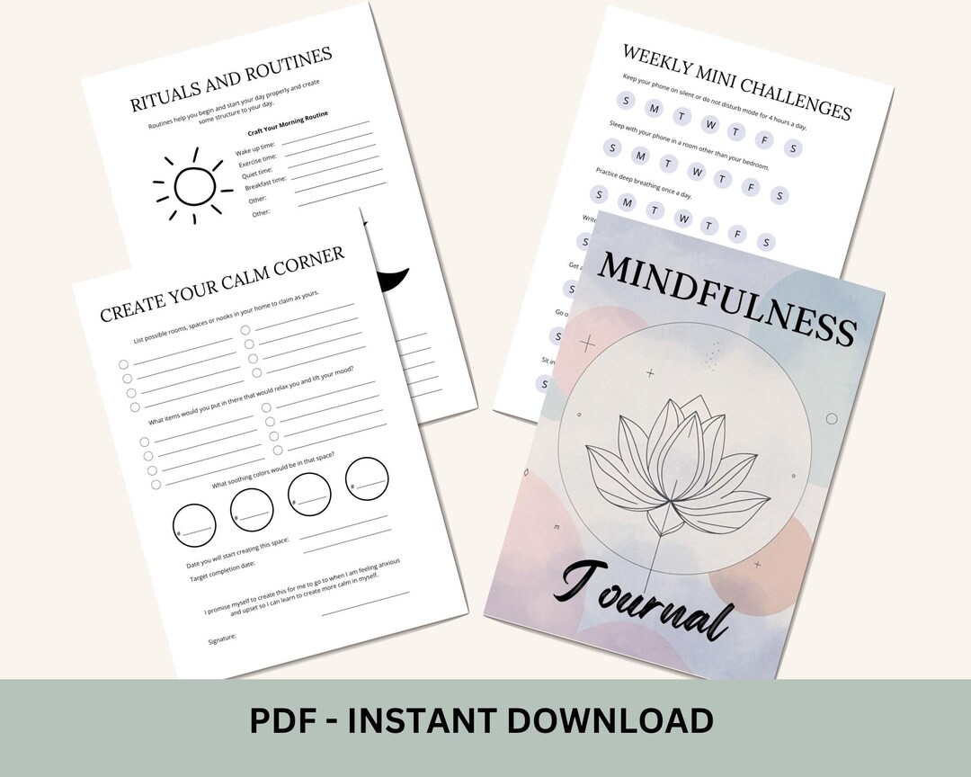 Mindfulness Journal PDF | Daily Wellness, Anxiety Relief (digital Download) - Etsy