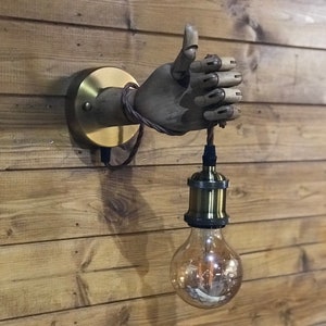 Wooden Vintage Mannequin Hand Lamp Wall Lamp Sconce Edison