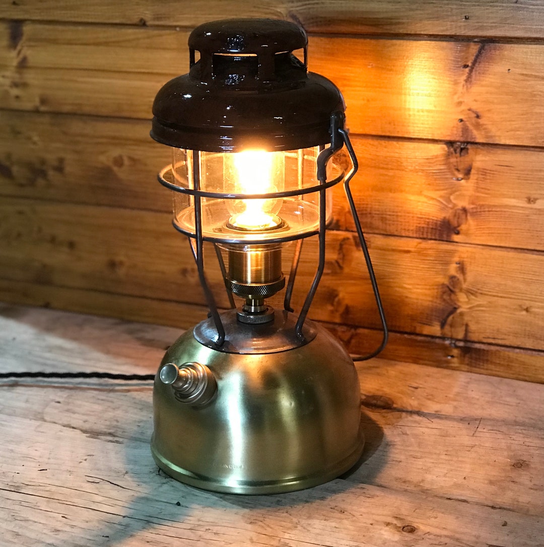 Electric Lantern Table Lamp with Inline dimmer and Edison Style Vintage  Bulb-Rustic Black Finish