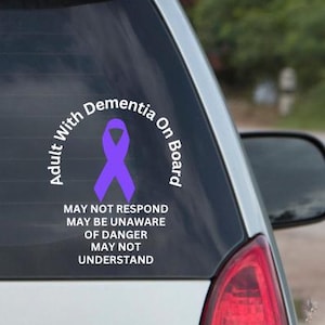 One Piece Dementia Warning Decal: Emergency Alert Sticker for Car or Home