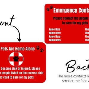 Personalized Pet Emergency Card: Pets Home Alone Card bild 2