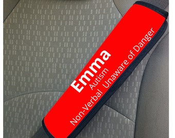 Medical Warning Seat Belt Covers/ Personalized Medical Seat Belt Cover/Custom Seat Belt Cover