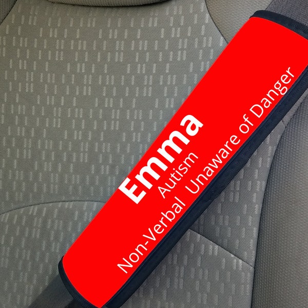 Medical Warning Seat Belt Covers/ Personalized Medical Seat Belt Cover/Custom Seat Belt Cover