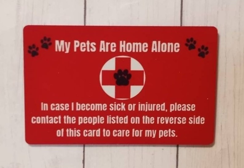 Personalized Pet Emergency Card: Pets Home Alone Card bild 1