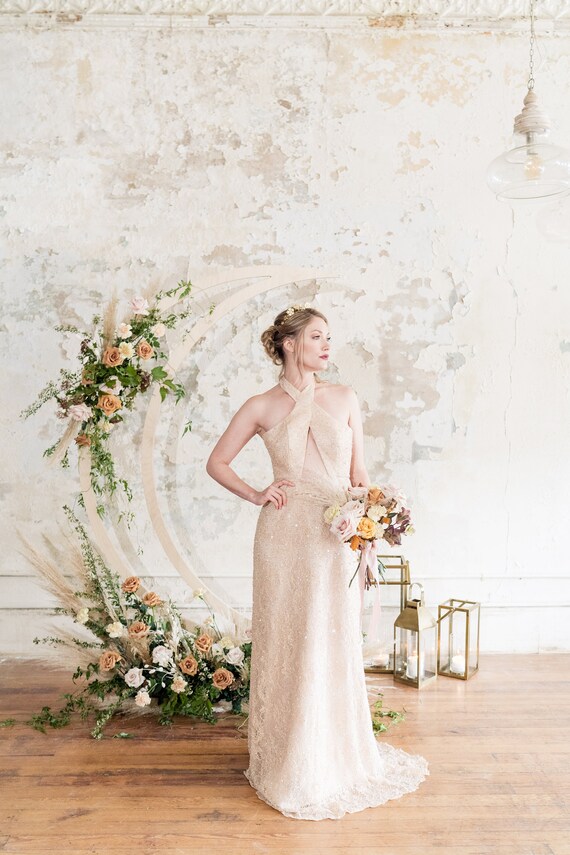 gold beaded wedding dress