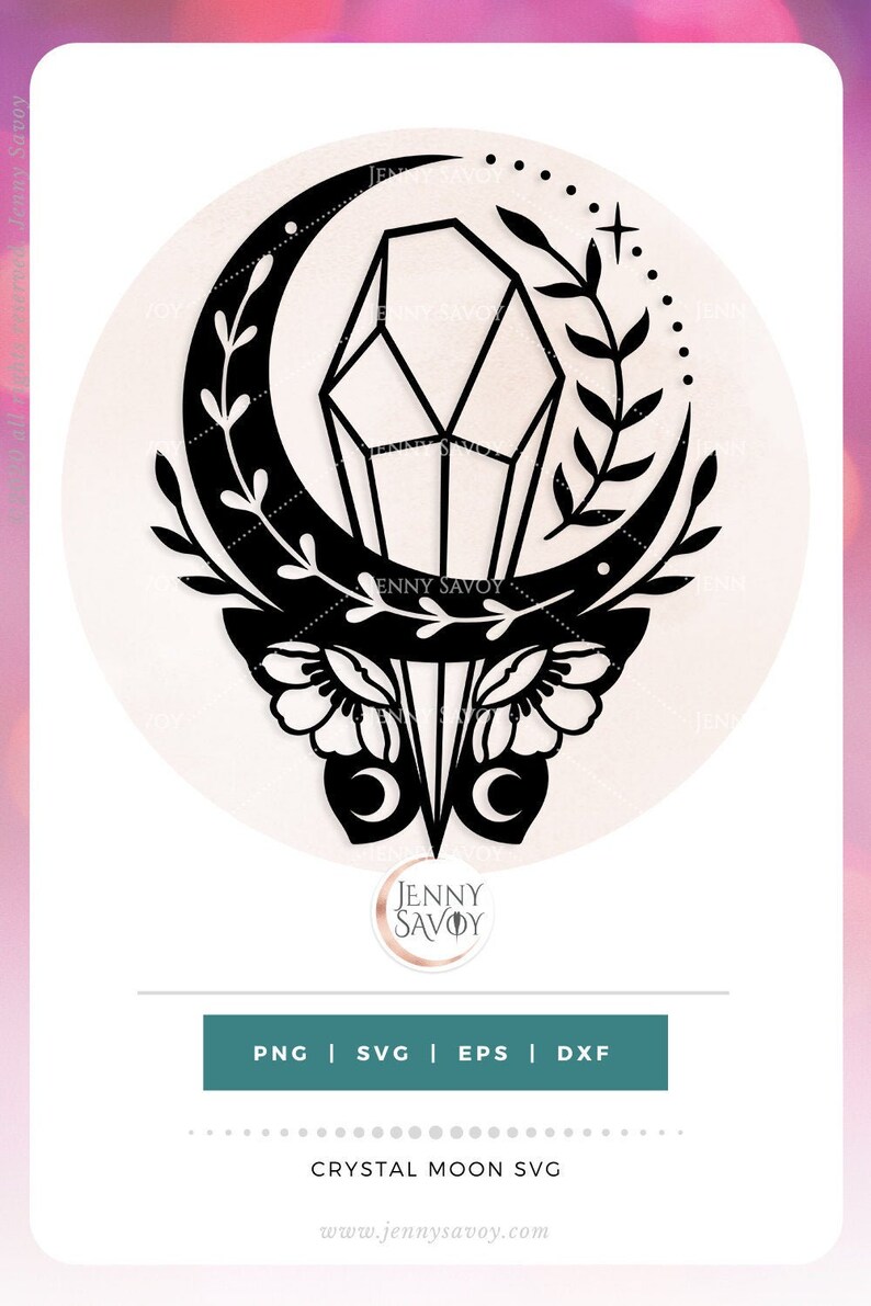Download Crescent Moon SVG with Crystal & Flower Butterfly Crystal ...