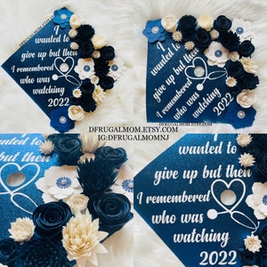 I wanted to give up but then I remembered who was watching, Graduation Cap Topper, Graduation Cap Design, Grad Cap Topper, Custom Grad Cap