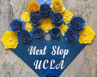 Graduation Cap Decor | Graduation Cap Topper | Next Stop UCLA | Cap Topper | Graduation Cap Design | Flower Graduation Cap | Grad Cap Topper