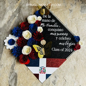Graduation Cap Decor |  Graduation Cap Topper | Dominican Republic | Cap Topper | Graduation Cap Design |  Graduation Cap | Grad Cap Topper