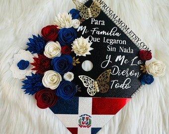 Graduation Cap Decor |  Graduation Cap Topper | Dominican Republic | Cap Topper | Graduation Cap Design |  Graduation Cap | Grad Cap Topper