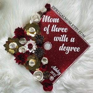 Mom Of Three Graduation Cap Decor |  Graduation Cap Topper | Class 2023 | Cap Topper | Nursing Graduation Cap | Grad Cap Topper