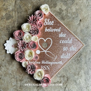 Graduation Cap Decor |  Graduation Cap Topper | Cap Topper | Nursing Graduation Cap | Flower Graduation Cap | Grad Cap Topper