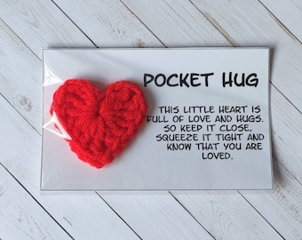 Pocket Hug Heart, Thoughtful Gift, Crochet Hug Gift, Special Friend, Miss You Gift, Love You Gift, Thinking of You, First Day of School, Hug