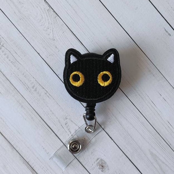 Black Cat Badge Reel, Retractable Badge Holder, Nurse Badge Reel, Pediatric Nursing Badge Reel, RN Badge Reel,  Kawaii Gifts, Teacher Gifts