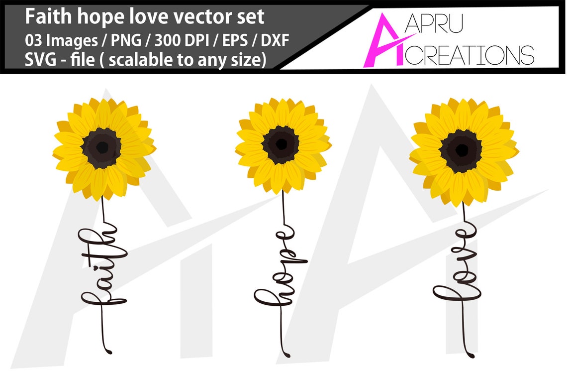 Sunflower Faith Hope Love Svg / Sunflower Cut Files Etsy Finland