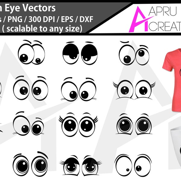 Lot de vecteurs d'yeux de dessin animé / lot de svg yeux de dessin animé / yeux rigolos