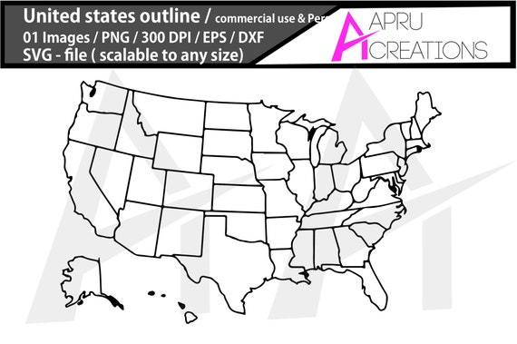 Download United States Outline Svg United States Outline Silhouette Etsy