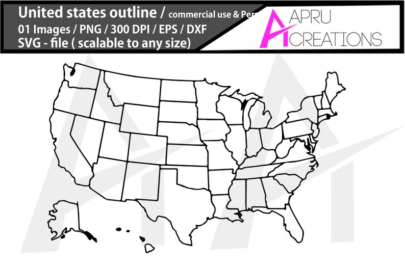 United states outline svg / united states outline silhouette / | Etsy