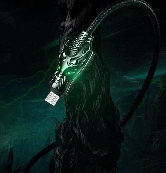 Usb Fast Charging Cable Lightning Black Dragon Gift Etsy