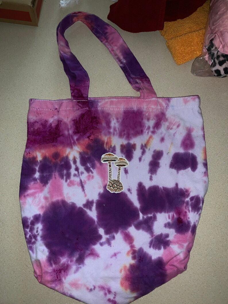 Tie dye mushroom tote bag