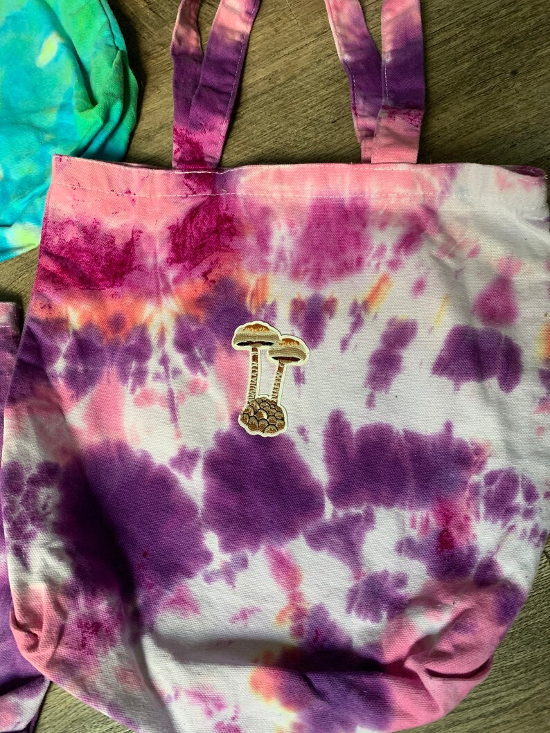 Tie dye mushroom tote bag