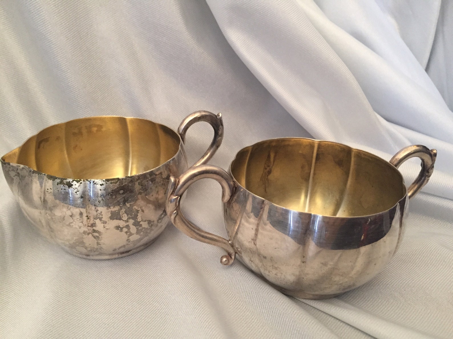 Vintage Silver Plated Sugar Bowl and Creamer Oneida Etsy