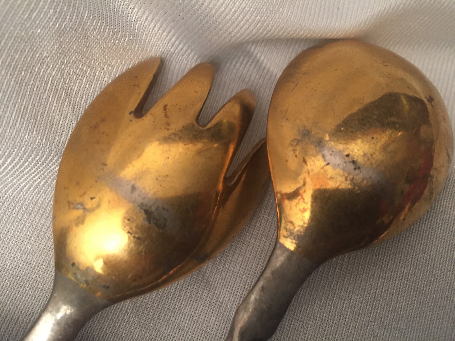 Salad Serving Set Vintage 4 Point Fork and Gold Plated Spoon Etsy