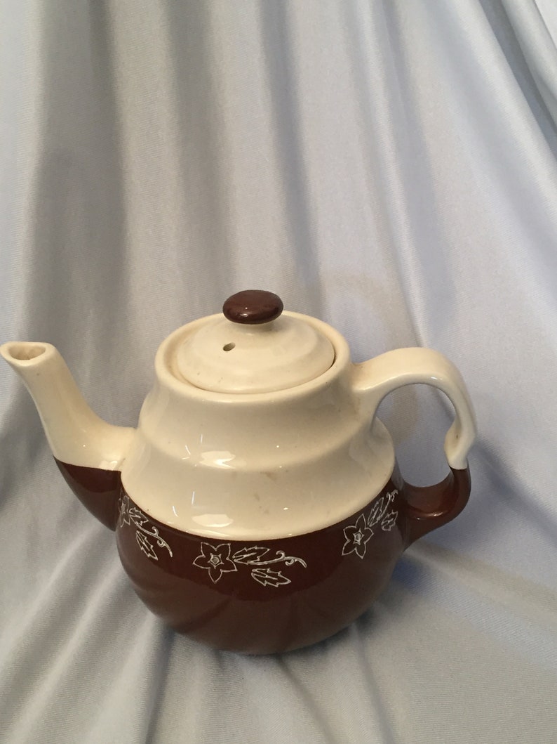 Vintage Oxford Brown Stoneware Teapot Made in the USA Etsy
