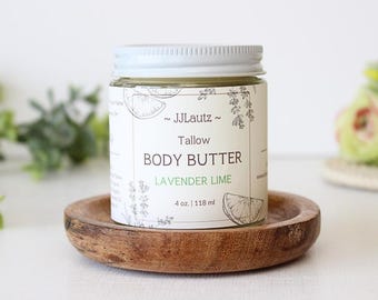 Lavender Lime Tallow Body Butter: Tallow Skincare (4 oz | 118 ml)